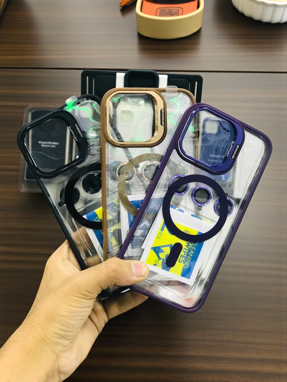Shockproof Magnetic Metal Stand Case with lens